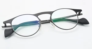 THEO Belgium Glasses Frame Pilat 258 Stainless Panto Black Matte Grey Metallic M - Picture 1 of 13
