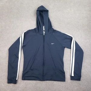 Vintage Nike Full Zip Hoodie Youth Girls Medium Dark Navy Blue Long Sleeve Y2K - Picture 1 of 8