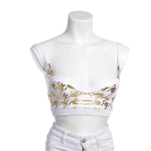 Bikini-Oberteil Balmain Weiss Metallic 40 FR 42 Neu - Bild 1 von 3