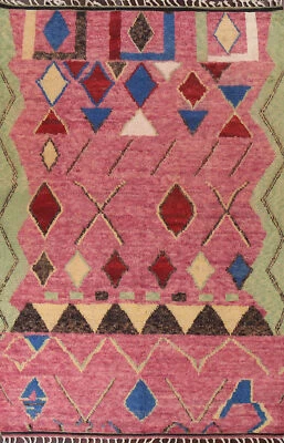 Modern Handmade Luxury Hand-Knotted Moroccan Wool Area Rugs Living Room 7x11 ft - Image 1 of 4