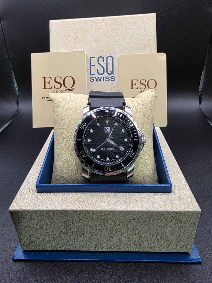 ESQ Swiss Men Submersible Swiss Quartz Analog Date & Rubber Band Made By Movado - Image 1 of 4