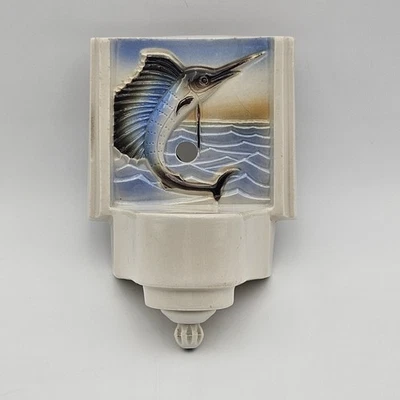 Arandela de parede RARA vintage porcelana espadarte/veleiro luminária - Imagem 1 de 4