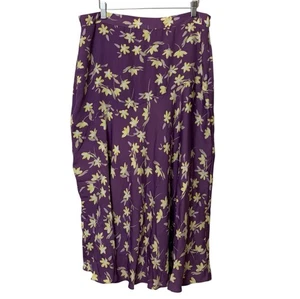 Gonna midi Liz Claiborne donna taglia 12 floreale viola gialla foderata Ditsy floreale - Foto 1 di 12