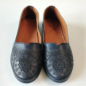 Spring Step Yamani Slip On Leather Blue Shoes Boho Euro 40 US 9 Travel Comfort - Picture 1 of 10