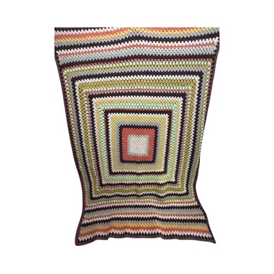Handmade Crochet Afghan Granny Square Throw Blanket Multicolor Earth Tones Cozy - Image 1 of 4