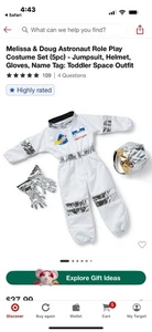 Melissa & Doug Astronauta Juego de Rol Set (3-6) Disfraz Juego de Vestir Nuevo - Imagen 1 de 6