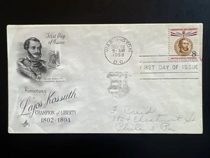 1118 Lajos Kossuth Champion of Liberty FDC Art Craft Sep 19, 1958 Washington DC - Picture 1 of 2