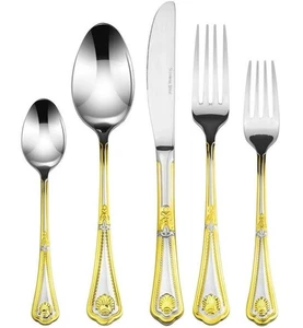 Italian Collection 'Seashell' 20-Pc Premium Silverware Flatware Serving Set, ... - Picture 1 of 2