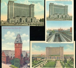 4 POSTCARDS - DETROIT RAILWAY STATION - Picture 1 of 1