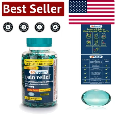 A+ Health Mini Ibuprofen 200mg Softgels, 500 Count for Aches & Fever Relief - Image 1 of 4