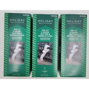 Holiday Living 100 Count S-Hook Gutter Shingle Clips Roof Hangers Lot of 3 - Picture 1 of 5