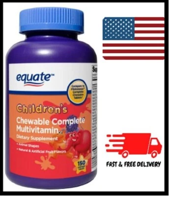 Comprimidos multivitamínicos completos masticables Equate para niños suplemento dietético, 150 Foto 1 de 2