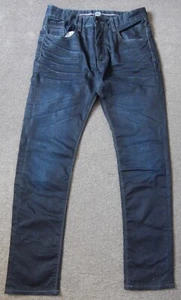 ETO 9901 Button Fly Straight Blue/Black Stretch Jeans Size 34" Waist 34" Leg - Picture 1 of 6