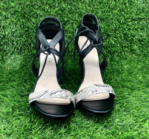 Boohoo High Heel, Strappy, Faux Snake Skin Shoes - Size 4 - Picture 1 of 11