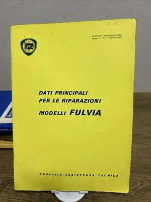 LIBRETTO DATI PRINCIPALI PER LE RIPARAZIONI MODELLI LANCIA FULVIA - Immagine 1 di 4