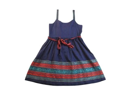 Vestido Anthropologie Anna Sui Mujer 12 Azul Ajuste Acampanado Azteca Bordado Chevron Foto 1 de 4