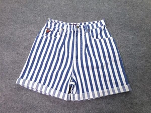 Vintage Faded Glory Womens Shorts Blue 12 Denim Striped Rolled Cuff Mom 90s Y2K - Picture 1 of 16
