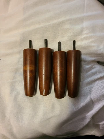 4 Vintage Wood Sofa Chair Stool Legs Feet 5 1/2" Cover