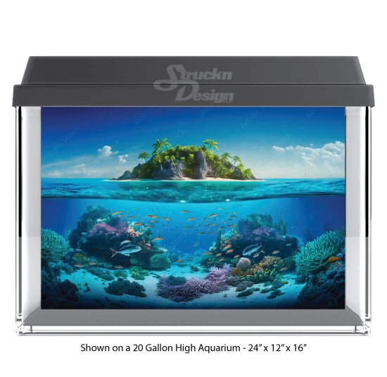 Fondo de vidrio para pecera de poliéster Waterline Tropical Island fondo para acuario Foto 1 de 1