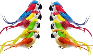 8Pcs Clip on Parrot Ornaments 6.6Inch Artificial Simulation Foam Feather Bird fo - Picture 1 of 8