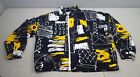 vintage 80s three flaggs black white and yellow jacket with padded shoulders xl