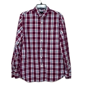J Crew Mens Shirt Long Sleeve Button Down Size Medium Plaid Red - Picture 1 of 7