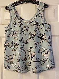 NEW Joie 100% Silk Sz M Blouse Tank Mint/Tan/Black Floral - Picture 1 of 10