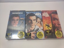 Lot of 3 Vintage VHS Movies James Bond 007 Sealed New Sean Connery spy watermark