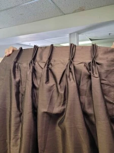 2 Brand New PERI Brown 24W x 84L Pinch Pleat Silk-like Feel Curtains - Picture 1 of 4