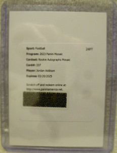 2023 JORDAN ADDISON Panini Mosaic Rookie Autographs Mosaic #337 RC Redemption *