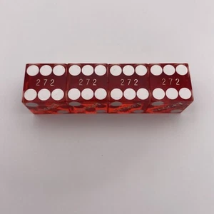 Set of 4 Vintage Dice Used at Nugget Pahrump NV  Matching #272 Red - Picture 1 of 3