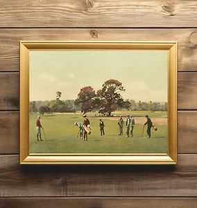 Golf Vintage Painting Landscape Art Print Vintage Golf Course Wall Art Golf Fan - Picture 1 of 4
