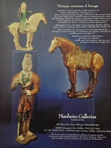 Anuncio impreso vintage 1976 Manheim Galleries Chinese Tang Horses Nueva Orleans Dallas - Imagen 1 de 4