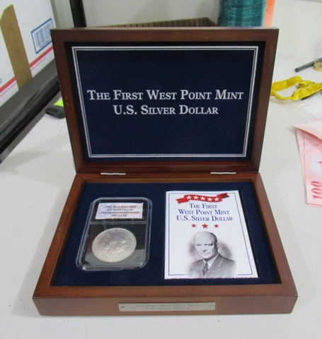 FIRST WEST POINT MINT U.S. SILVER DOLLAR COIN IN CASE, 90% SILVER, PERFECT GIFT Cover