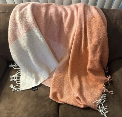 Max Studio Home Pink Striped Fringe Boho Throw Blanket (50” x 60”) - Image 1 of 3