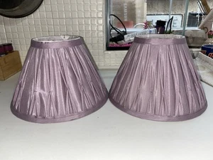 Pair Of Laura Ashley Silk Pleat Lampshade Lilac Small Empire Lined - Picture 1 of 5