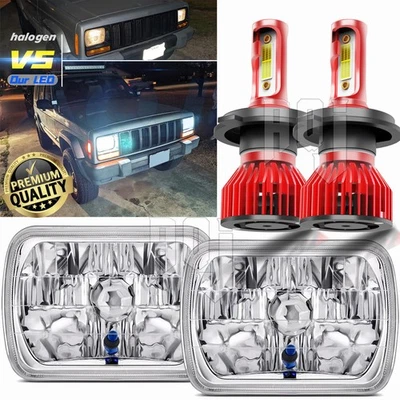Pair 7x6" 5x7 LED Headlights DRL Fit Freightliner FL50/60/70/80/112 MT35/45/55 Foto 1 de 4