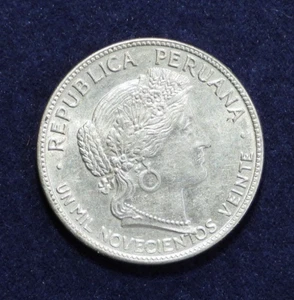 1920 Peru 10 Centavos Kupfer-Nickel Münze KM 214,1 - Bild 1 von 4