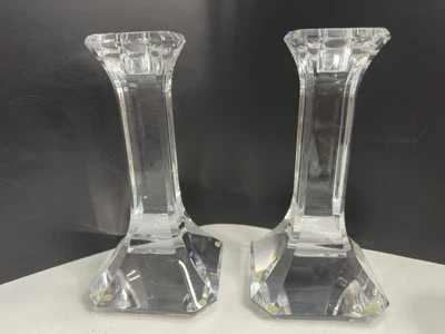 Pair of 2 Orrefors Sweden "Regina" Signed 7.5" Crystal Candlestick Holders - Image 1 of 4