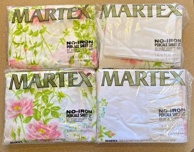 2 Sets: VTG Martex Westpoint Pepperell Twin Flat & Fitted Sheet Sets Floral NEW! - Image 1 of 4