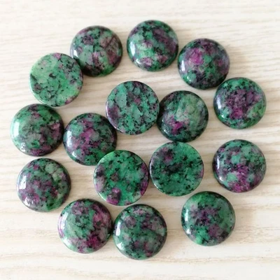 50pcs 18mm Natural Zoisite Stone Round CAB CABOCHON DIY Jewelry Making No Holes - Image 1 of 4