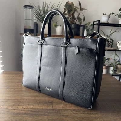 Coach Metropolitan Cross Grain Black Leather Briefcase Laptop Bag F59141 - Image 1 of 4