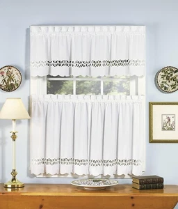 Hellina Tapework Valance, 14-Inch, White - Hellina CA1800K - Picture 1 of 8
