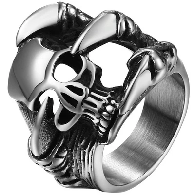 Para hombres Punk Gótico Motociclista Esqueleto Calavera Juego de Cartas Anillo Banda de Acero Inoxidable EE. UU. Foto 1 de 4