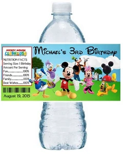 20 FAVORES DE FIESTA DE CUMPLEAÑOS MICKEY MOUSE ~ ETIQUETAS DE BOTELLAS DE AGUA - Imagen 1 de 1