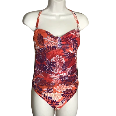 Купальник цельный Jaclyn Smith стильный собранный в рюш ~ черный ~ размер 6 ~ цветочный ~ с бретелью через шею - Изображение 1 из 4