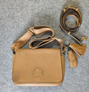TORY BURCH Thea Mini Crossbody Schultertasche hellbraun Leder Damen Quaste - Bild 1 von 13