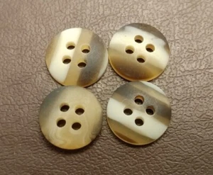 4er-Pack braune und weiße natürliche Ton gestreift halbe Zoll flache runde Knöpfe - Bild 1 von 3
