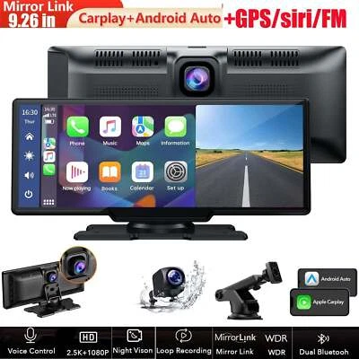 LAMTTO 9.26"Portable Car Stereo Radio Wireless Apple Carplay/Android Auto 2.5K Dash Cam