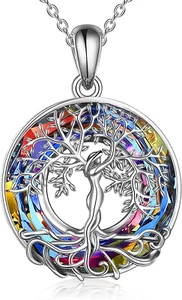 Tree of Life Necklace for Mother'S Day Gifts 925 Sterling Silver Crystal Tree of - Picture 1 of 6
